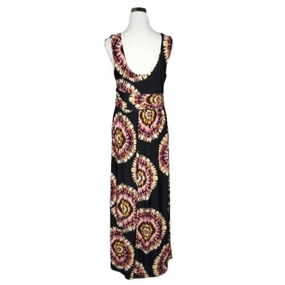 AB Studio Black Multi-Color Tie Dye Scoop Neck Sleeveless Maxi Dress Size Large - Picture 4 of 10